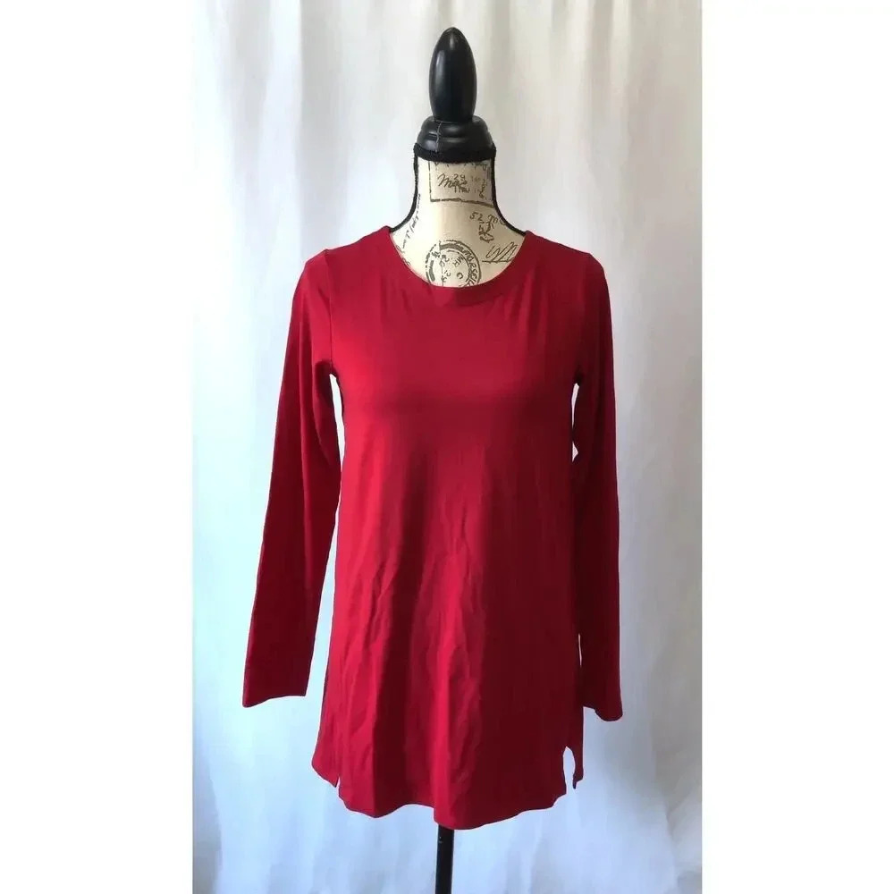 J. Jill Long Sleeve Supima Cotton Modal Blend Tunic Top Sz XS Red